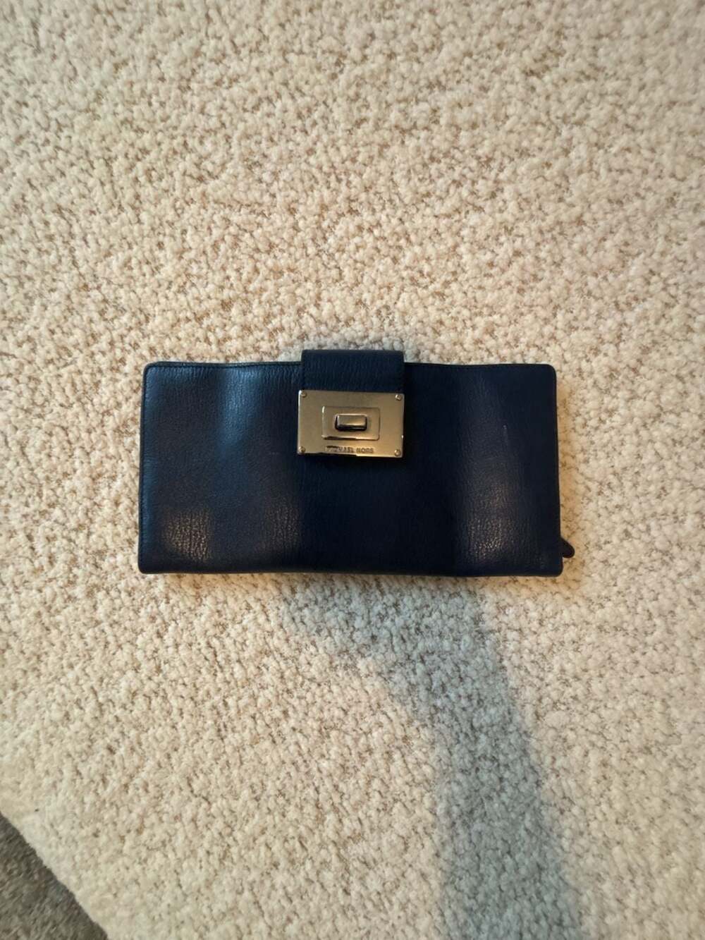 Michael Kors Sloan Navy Blue Leather Continental Turnlock Wallet